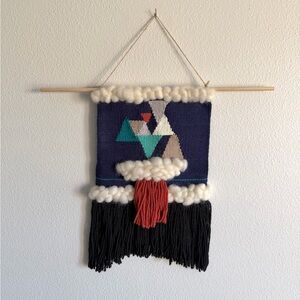 Geometric Woven Wall Hanging with Fringe